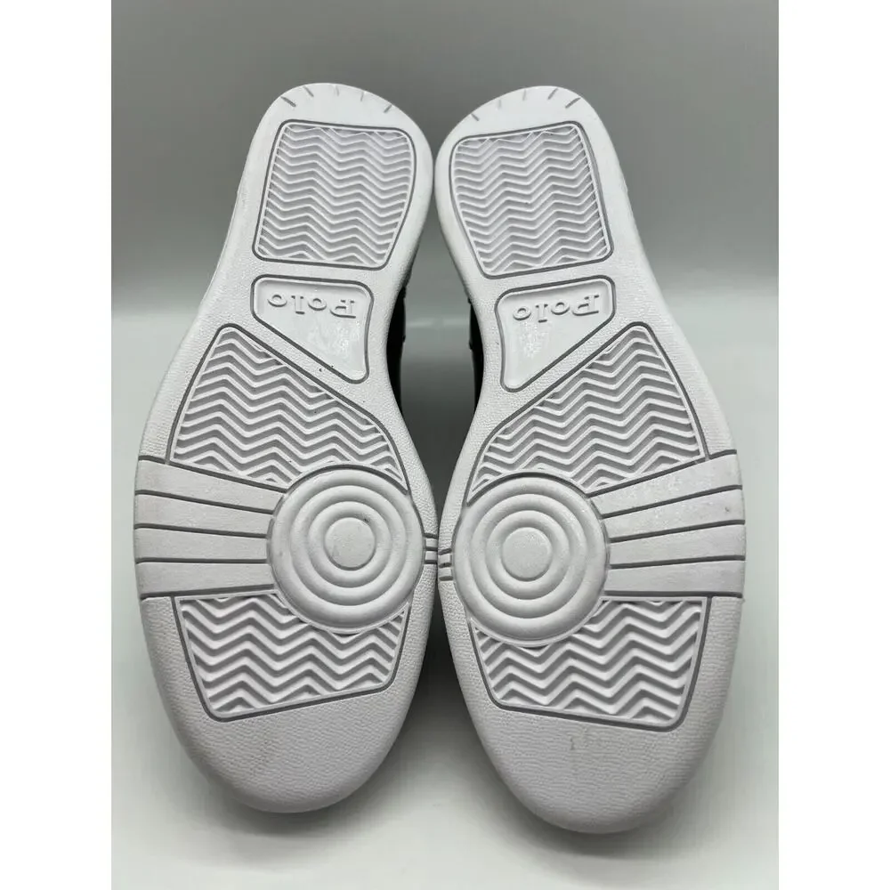 Polo Ralph Lauren Court Leather High Top Sneaker Black/White Size 9